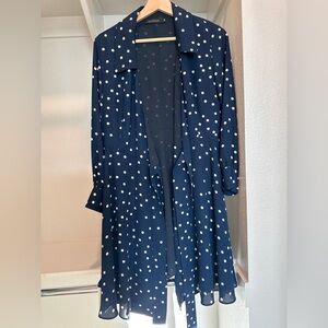 Polka Dot Navy Wrap Dress